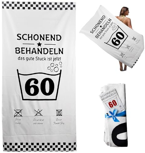 Pawsautomotively Mikrofaser Strandtuch, Einzigartiges Geburtstagsgeschenk 60 Geburtstag Mann Frau - 160 x 80 cm Strandtuch & Badetuc，Kratzt Nicht Auf Der Hau，Gute Wasseraufnahme