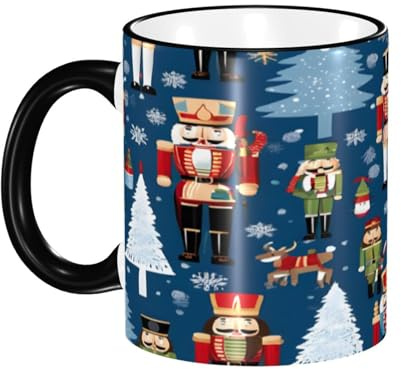 DZBDWZXH Tasses à café en céramique avec poignée noire - 325 ml - Motif casse-noisette - Ballet danse de Noël - Pour café, cappuccino, thé, cacao, céréales