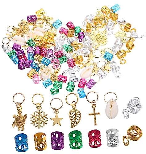 Hemobllo 150piezas Accesorios para Rastas de Joyas Cabello y Accesorios para Trenzas para Decorar el Cabello Fiestas y Eventos