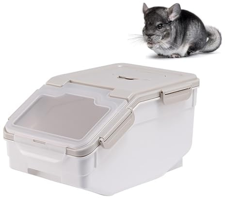 Grande Box Bagno di Sabbia per Cincillà – Casa da Bagno in Plastica con Coperchio, Misurino e Paletta, Facile da Pulire, per Cincillà, Criceti, Porcellini d’India, Ricci(Off white)