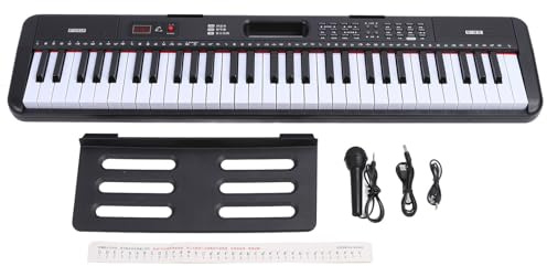 61 Keys Piano teclado Electrónico de piano digital Piano teclado portátil con altavoz de altavoz Micrófono de altavoces para adultos principiantes Instrumento musical Aprendiendo