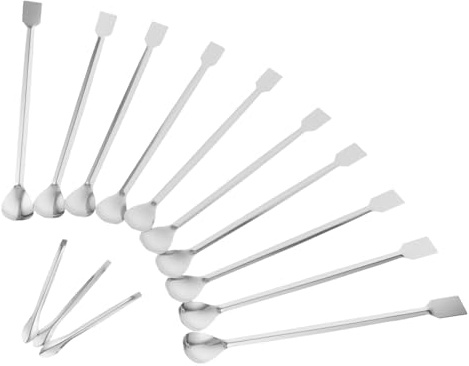 BAZEITFLOW 13 piezas Cucharas de Acero Inoxidable Laboratorio Espátulas Resistentes para Mezclar Mangos Largos Pulidos Laboratorio Hospital y Hogar