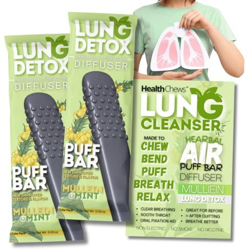 Mullein Lung Detox, Herbal Aroma Diffuser, Breather Upgraded with Extracts of Mullein, Thyme, and Mint, for Before or After Quitting, Clean Lungs, Quit Smoking Aid, and Detox Support 30 Days