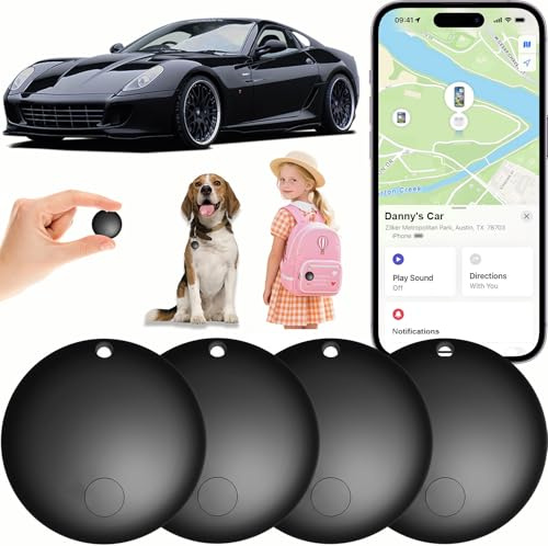 Traceur GPS Voiture, Smart Tag Tracker, Compatible avec Apple Find My (Uniquement iOS), Localisateurs D’Objets Bluetooth pour Valises/Portefeuilles/Sacs/Clés/Bagages/Animaux de Compagnie (4)