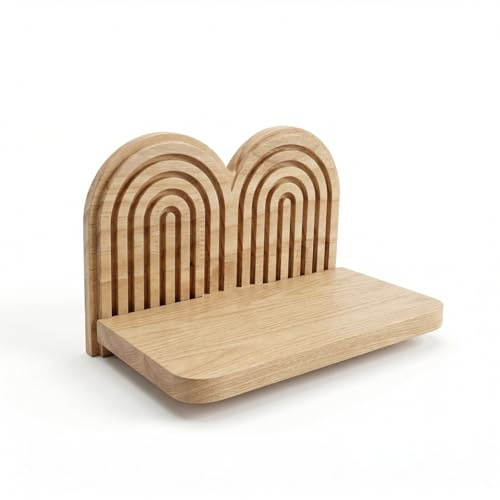 Zimoer Estanteria Madera Flotante, Estante Bohemio Baldas Pared, Soporte de Pared para Plantas Interior, Decoración Bohemia para Dormitorio, Sala, Entrada y Oficina (Dos Nivel)