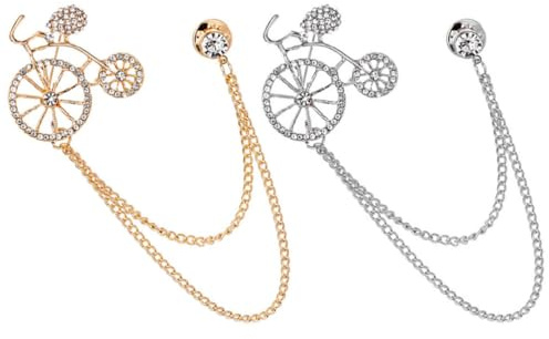 Yardwe 2 Pièces Broche à Chaîne Vélo, Broche Vélo pour Vêtements, Élégante, Fer et Imitation Diamant, Décorative, Chaîne, pour Paquet et Chapeaux