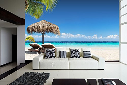 Fotomural Vinilo Pared Playa del Caribe | Fotomurales pared | Fotomural Decorativo | Mural | Vinilo Decorativo | Varias Medidas 100 x 70 cm | Decoración comedores salones | Motivos Paisajisticos