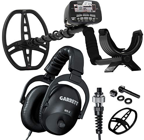 Garrett AT PRO Metalldetektor mit Proformance DD Tauchspule, Spulenabdeckung und MS-2 Stereo-Kopfhörern für Erwachsene, Schatzsucher