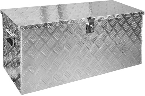Trucky Truckbox Aluminium Abschließbar Deichselbox Alu Kiste Anhängerbox | Modell D120, 89 x 36 x 42 cm, Robustes Riffelblech, Auto, Hobby, Werkstatt