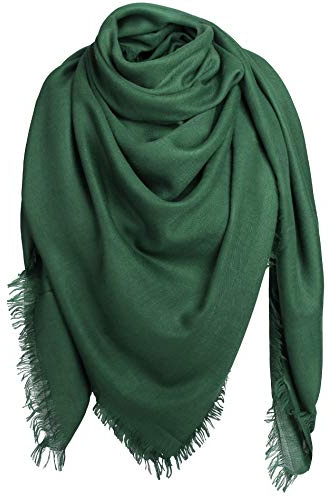 Superora Damen Halstuch Schultertuch Schal Scarf Stola Quadratischer Deckenschal mit Fransen 140 * 140cm