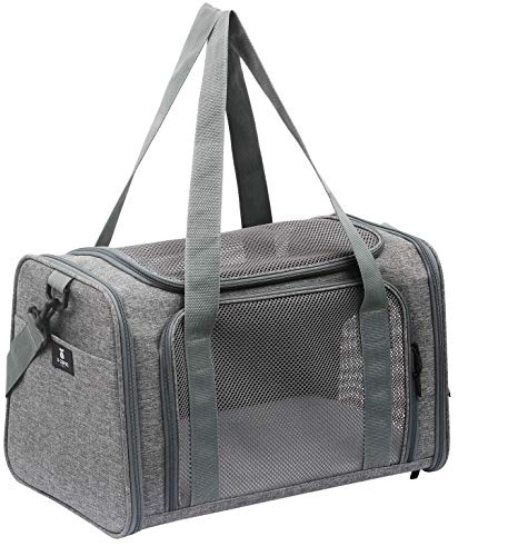 X-ZONE PET Airline Approved Pet Carriers,Soft Sided Collapsible Pet Travel Carrier for Medium Cats and Puppy (Medium, Grey)