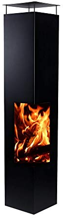 Ben&Camilla Gartenkamin Tacora in Schwarzem Stahl 160 x 35 x 35 cm | extra robust | Feuerschale Feuerkorb Terrassenofen Gartenofen Feuerstelle Feuersäule Feuerskulptur