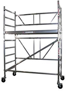 AC xPress PRO-M Rollgerüst XL Plattform mit Luke | Alu Gerüst | 3,85 m Arbeitshöhe | TÜV/GS geprüft | für Innen und Außen | Aluminium Rollrüstung | DIN EN 1004 & 1298 | erweiterbar | Fahrgerüst