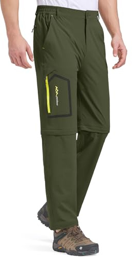 Mens Hiking Pants Convertible Quick Dry Lightweight Zip Off Outdoor Fishing Safari Pants (818 Army Green 34)