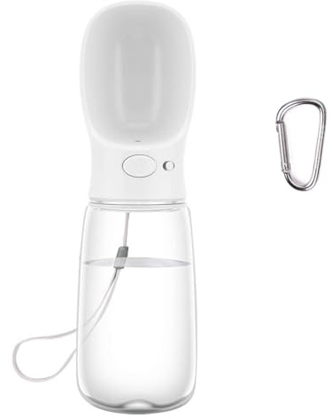 COTOP Hundetrinkflasche für Unterwegs, Tragbare Trinkflasche Hund 550ml, BPA-frei Wasserflasche Hunde to go, Reise Trinknapf für Hunde Klein, Auslaufsicher Wasserspender Pet Outdoor (weiß)