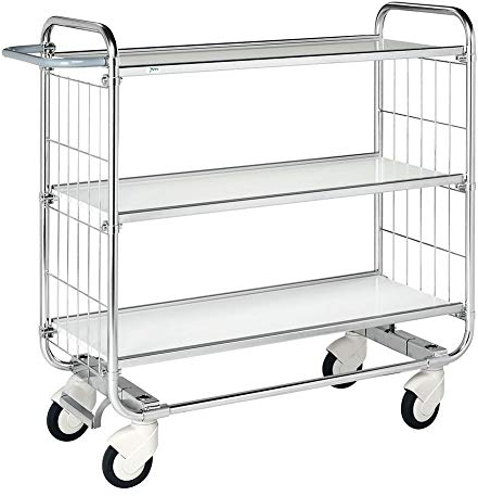 Kommissionierwagen 250 kg, mit 3 Böden u. Bremssystem, LxBxH 1.395 x 470 x 1.120 mm, verzinkt