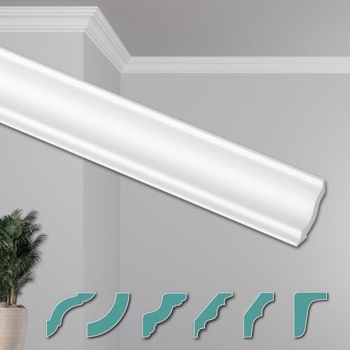 HEXIMO Deckenleisten modern XPS Styropor weiß, 2 Meter Stuckleisten Styroporleisten Zierleisten Stuck Eckleisten (20 Meter Deckenleisten ZG13)