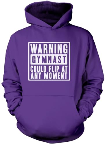 Gymnastics Hoodie Warning Gymnast Could Flip at Any Moment Unisex Adults and Kids Hoodie - Hoody for Gymnast Club Squad Handstand Cartwheel