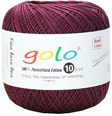 golo Häkelgarn Garn für das Stechen häkelgarn stärke 10 Lilarot 757