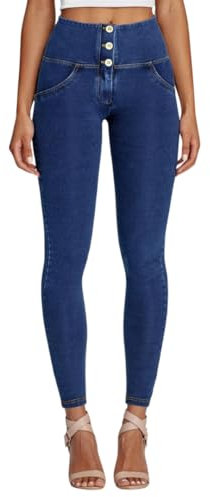 FREDDY - Jeggings Push Up WR.up® Superskinny Vita Alta con Bottoni, Denim Scuro, Extra Large