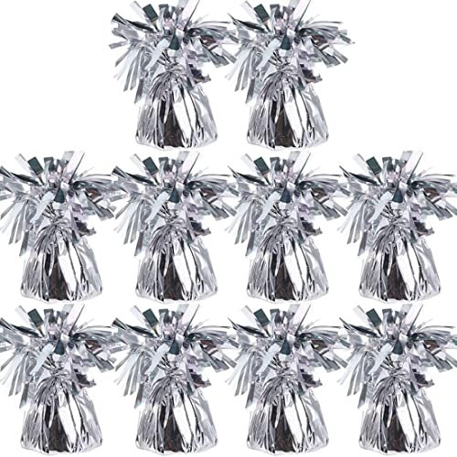 LATERN 10Pcs Helium Balloon Weights Cone, 170g/pc Silver Foil Heavy Solid Balloon Weights Metallic Tassle Cone for Birthday Table Centerpiece Party Favors Weddings Decoration