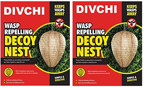 DIVCHI Set of 2 Wasp Repelling Decoy Nests Paper Hanging Deterrent Territorial Insect Protection