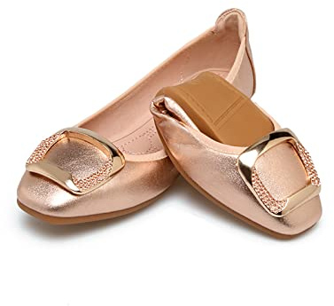 MACHSWON Womens Ballet Flat Slip On Foldable Ballet Flats with Buckle, Portable Ladies Slip On Loafers