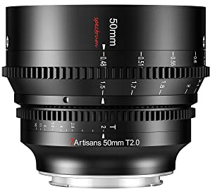 7artisans 50 mm T2.0 große Blende, Vollrahmen-Cine-Objektiv, kompatibel mit Nikon Z-Mount, manueller Fokus, geringe Verzerrung, spiegellose Kameras für Nikon Z5 Z6 Z7 Z9 Z50 Z6II Z7II ZFC, Schwarz