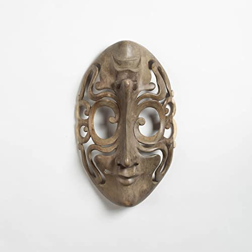 Rikmani Wanddekoration Maske aus Vollholz handgearbeitete Wand Deko - Wandskulpturen Maske aus Holz - Holzmaske Holzmaske WIRIL