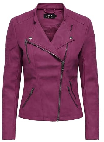 Only Onlava Faux Leather Biker Otw Noos Chaqueta, Cerise, 32 Mujer
