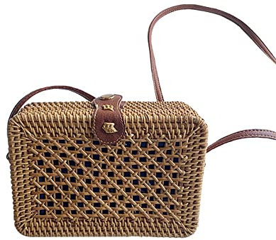 Sommer Strohtasche Damen Stroh All Match Strand Umhängetasche Vintage Strandtasche Strand Stroh Handtasche Crossbody Tasche für Damen Reisen und Urlaub