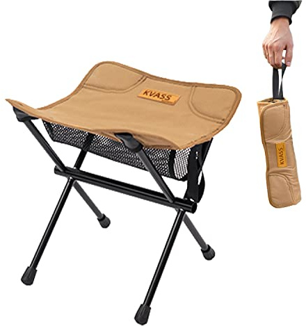 Generisch Tabouret pliant - Tabouret de camping portable - Avec cadre en aluminium ultra léger - En acier - Léger et stable - Pour pêche, randonnée, camping, pique-nique - Marron
