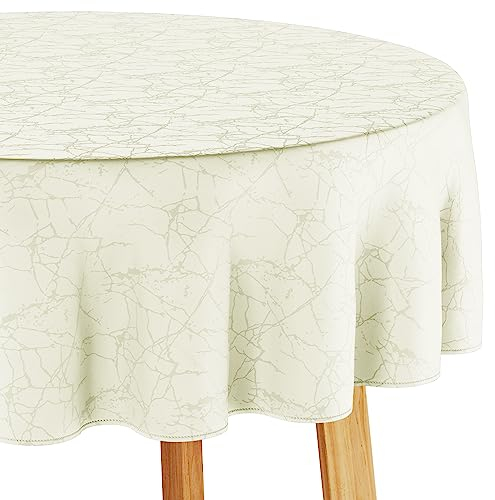 Filumi Tischdecke 140x200 cm oval Creme Abwaschbar Für Indoor Outdoor Marmormuster Manil