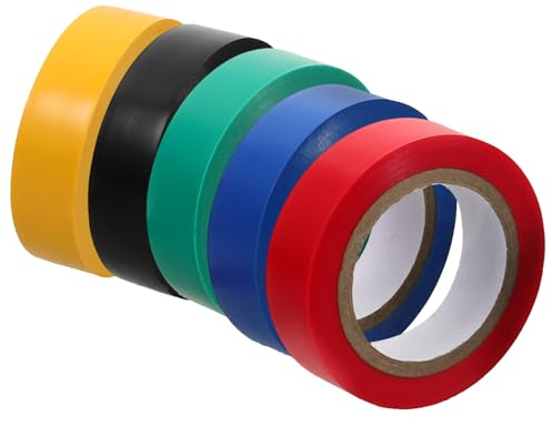 BUGUUYO 5 Rollen Farbiges Isolierband Pvc 15mm x 10m Für Elektriker Innenbereich Multifunktionales Drahtisolierband Mit Hoher Klebkraft Langlebiges Schutzband Satz in Rot Gelb Blau Grün Schwarz