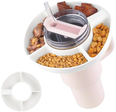 JJWNMLL 1,134 g Stanley Snackskål - Silikon Mugg Tillbehör Stanley Ring Snackbricka Matbehållare med 4 fack - Återanvändbar Hållare