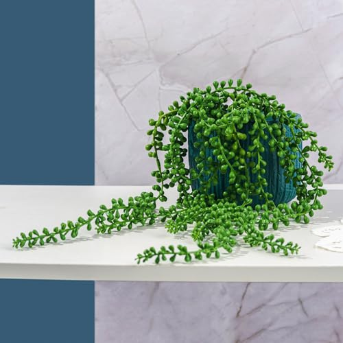 Winlauyet 2 plantas colgantes artificiales de helecho, enredadera, forma de lágrima, decoración para dormitorio, oficina, fiesta, jardín, pared, decoración de habitación de granja