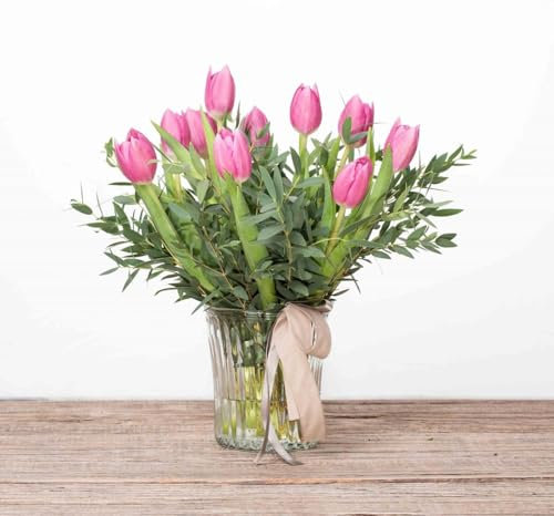 Genérico AMBORELLA | Ramo de 10 tulipanes color rosa. | Entrega Rápida y Cuidada | Con Tarjeta de Dedicatoria Personalizada | Ideal para Regalo Sorpresa | Flores a Domicilio