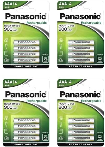 PANASONIC Evolta AAA Micro HR03 900 mAh 1,2 V wiederaufladbare Batterien, 4 Stück