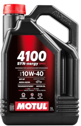 Motul 4100 Syn-Nergy Spec 10W40, Aceite de Motor Sintético Premium, 5 Litros