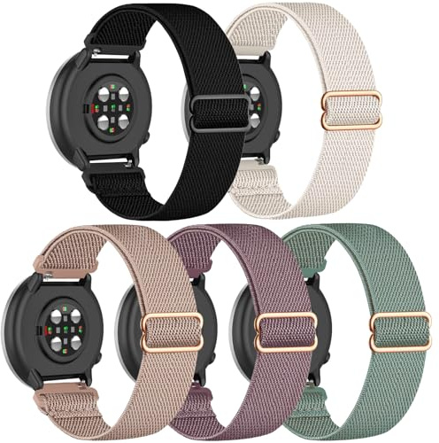 UNUJIX Pack of 5 Elastic Nylon Wristbands Replacement for Polar Ignite / Ignite 2 / Ignite 3 Wristband, Stretchy Loop Fabric Replacement Strap for Polar Unite/Pacer Men Women, adjustable (120 à 205 mm