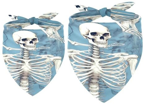 Hundehalstuch, Totenkopf-Skelett, für Mädchen und Jungen, waschbar, Halstuch, Zubehör für kleine, mittelgroße und große Hunde, Welpen, Katzen, Haustiere, 2 Stück