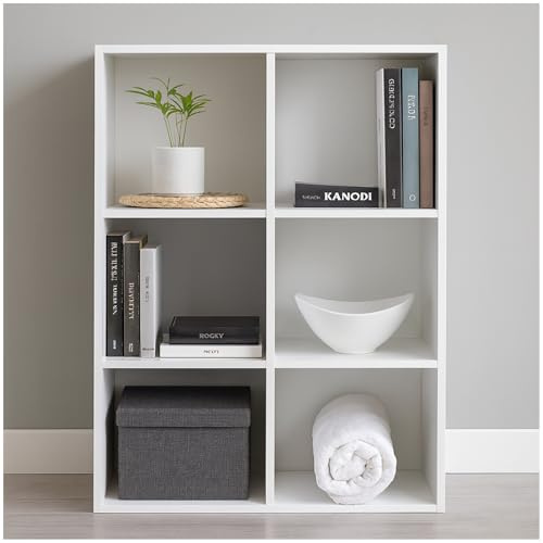 HTI living Standregal Weiß 6 Fächer 60 x 90 x 30 cm vielseitig als Regal oder Raumteiler Standregal 6 Regalfächer