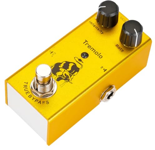 Pedale Effetto Tremolo Mini per Chitarra True Bypass, Lega Gialla | Pedale Chitarra Effetti Tremolo, Circuito a Tubo Fotoelettrico, per Chitarra