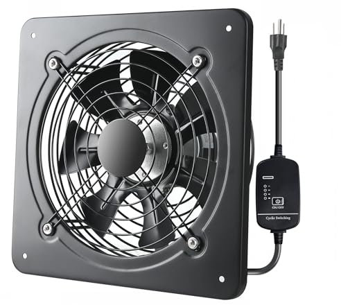 12 Inch Window Exhaust Wall Mounted Ventilation Basement Extractor Industrial Fan 720 CFM High-Speed1460 RPM Industrial Fan for Home Garage Office Commercial Use (12 Inch+Speed Control)