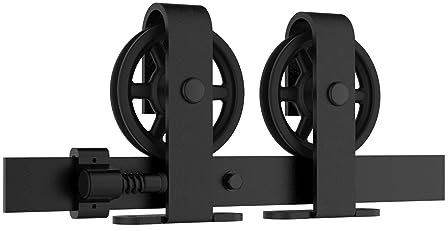 Kit ferramenta per porta scorrevole da fienile, Rulli for porte scorrevoli Solo 1 paio di rulli for porta singola in legno NESSUNA ruota centrale su guida Facile da installare per cucina, camera da le