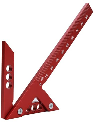 QWORK® Centre Finder Jauge de Ligne 105 mm - 45°& 90° - Règle de Charpentier en Alliage d'Aluminium, Outil de Mesure Précis pour le Travail du Bois