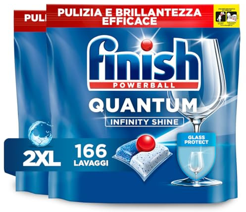 Finish Quantum Infinity Shine Pastiglie Lavastoviglie, 83 Capsule Lavastoviglie, Detergenti per Lavastoviglie per una Pulizia Profonda e Stoviglie Brillanti (Confezione da 2)