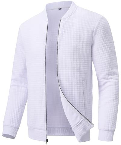 Huayuzh Jacke Herren übergangsjacke Winter Karierten Jacquard Alltag Freizeit Leicht Jacken mit Reißverschlusstasche
