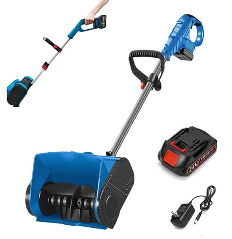 Spazzaneve Senza Fili, Pala da Neve Ricaricabile da 1000 W con Manico Retrattile da 37-51 Pollici, Larghezza di Pulizia di 31 cm, profondità di Pulizia di 15 cm, spazzaneve a Spinta Manuale