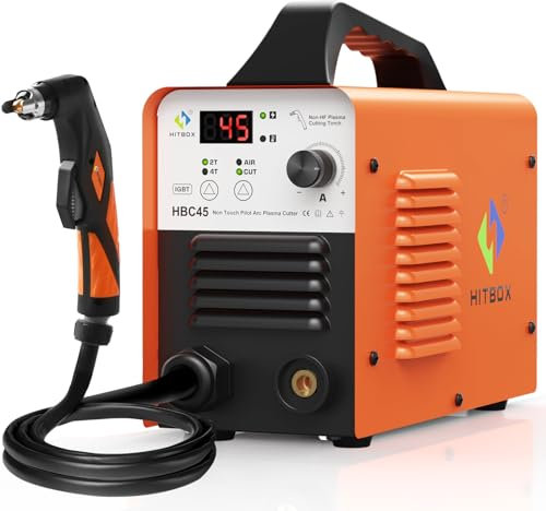 HITBOX Découpeur Plasma 45A, Machine de Découpe Plasma à Basse Fréquence, Amorçage d'Arc Sans Contact, Accessoires de Découpe Offerts